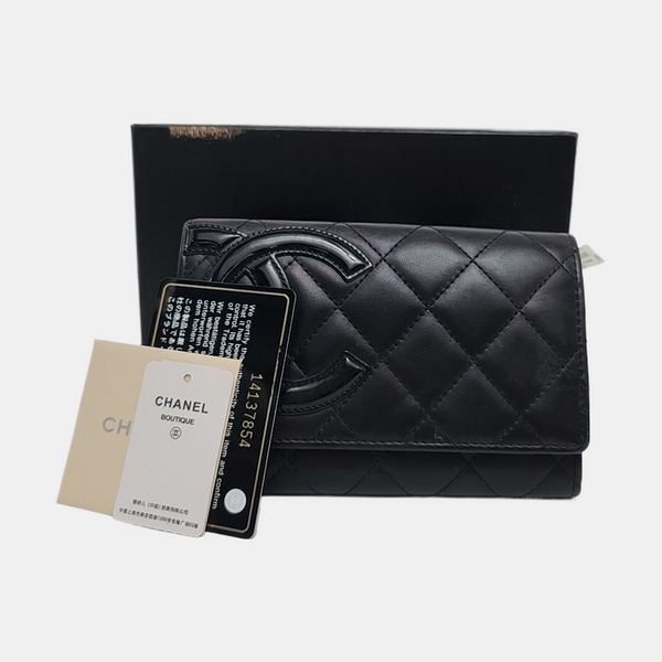 Authenticated pre-owned CAMBON Quilted Calfskin Black Wallet - Wallet at Looply