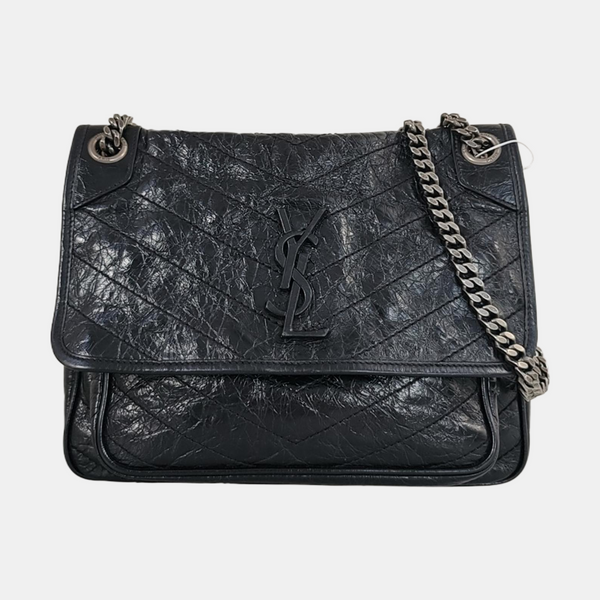 NIKI Medium Chevron Calfskin Black