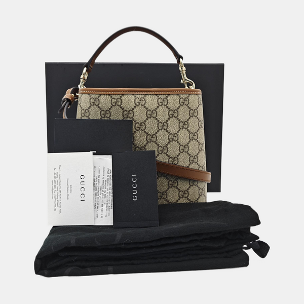 GG Emblem Monogram Coated Canvas Beige