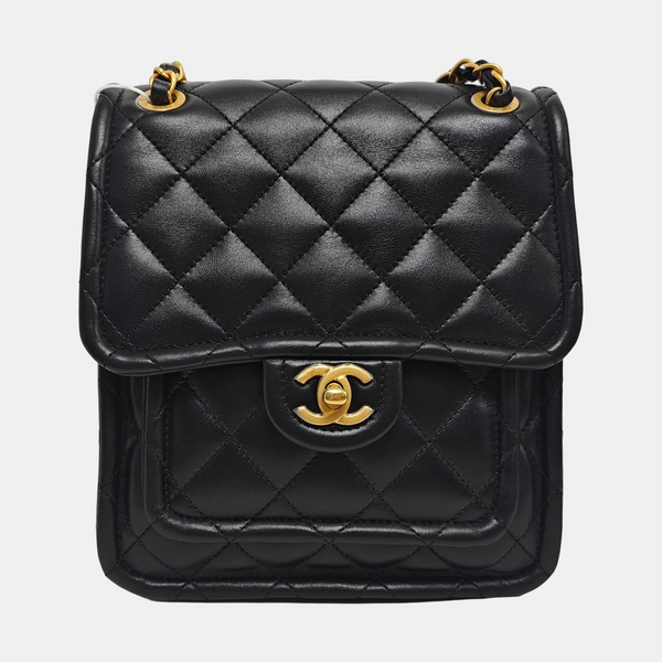 Quilted Lambskin Backpack Black