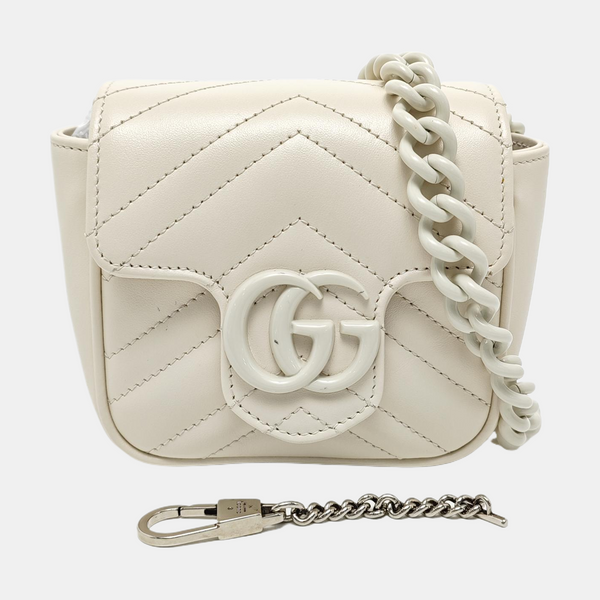 GG Marmont Mini Quilted Calfskin White