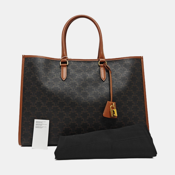 Coated Canvas Tote Bag Brown