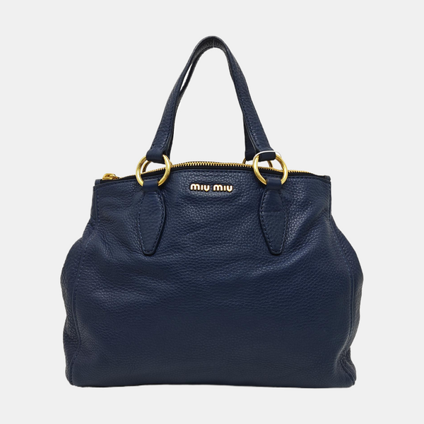 Calfskin Top Handle Bag Blue