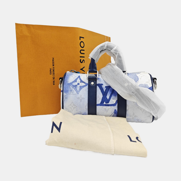 KEEPALL Nano Monogram Coated Canvas Blue