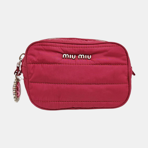 Quilted Fabric Clutch Red