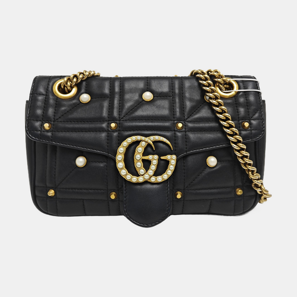 GG Marmont Medium Quilted Calfskin Black
