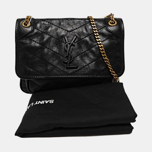 NIKI Small Chevron Calfskin Black