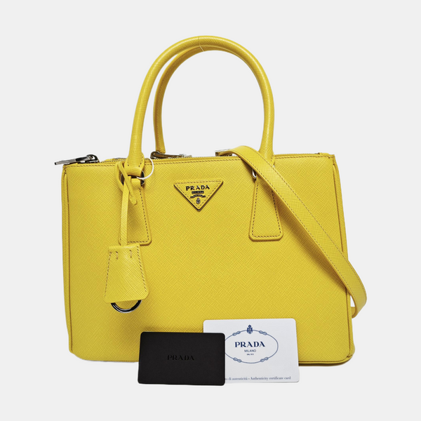 Authenticated pre-owned Galleria Calfskin Yellow - Shoulder Bag at Looply