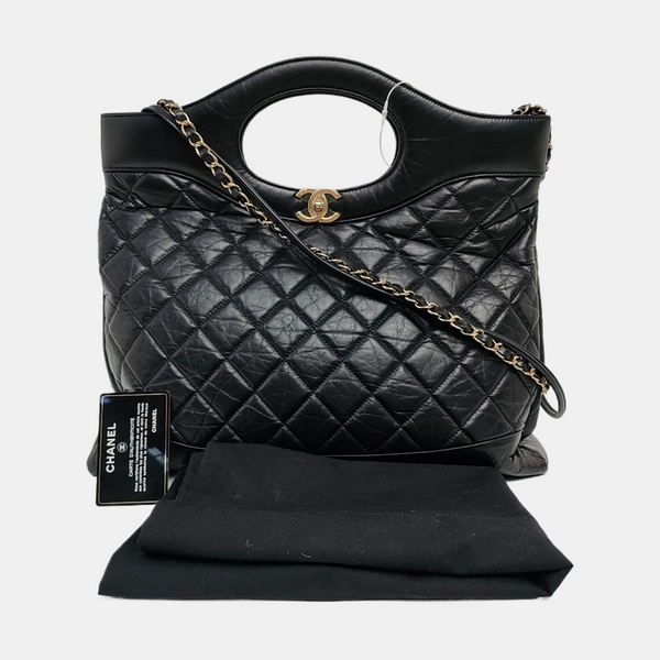 CHANEL 31 Large Quilted Vintage Calf Black