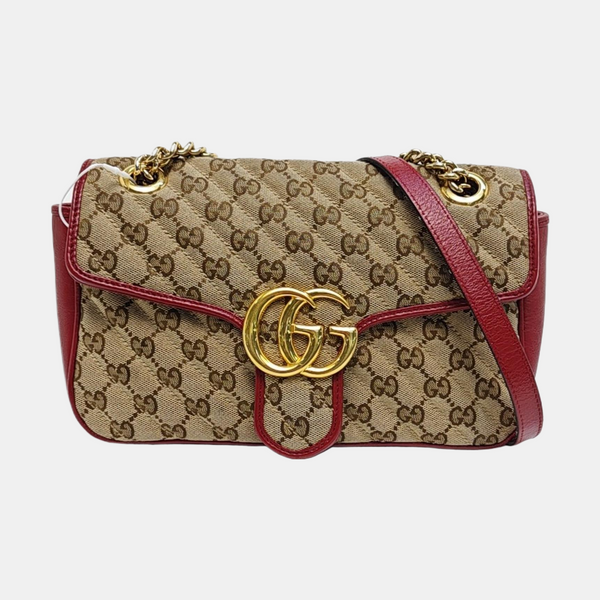 GG Marmont Medium Quilted, Monogram Canvas Black