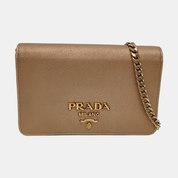Saffiano Calfskin Crossbody Bag Beige