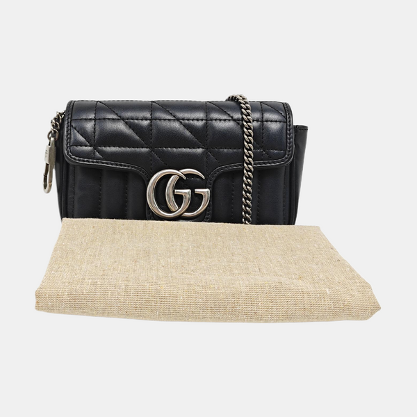 GG Marmont Mini Quilted Calfskin Black