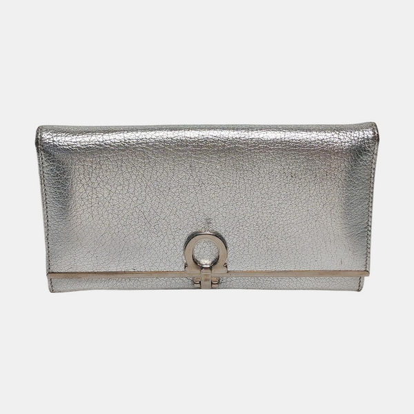 Authenticated pre-owned Gancini Calfskin Silver Wallet - Wallet at Looply