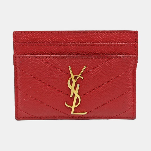 MONOGRAM Quilted Calfskin Red Card Holder