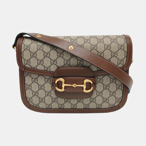 Horsebit 1955 Medium Monogram Coated Canvas Beige