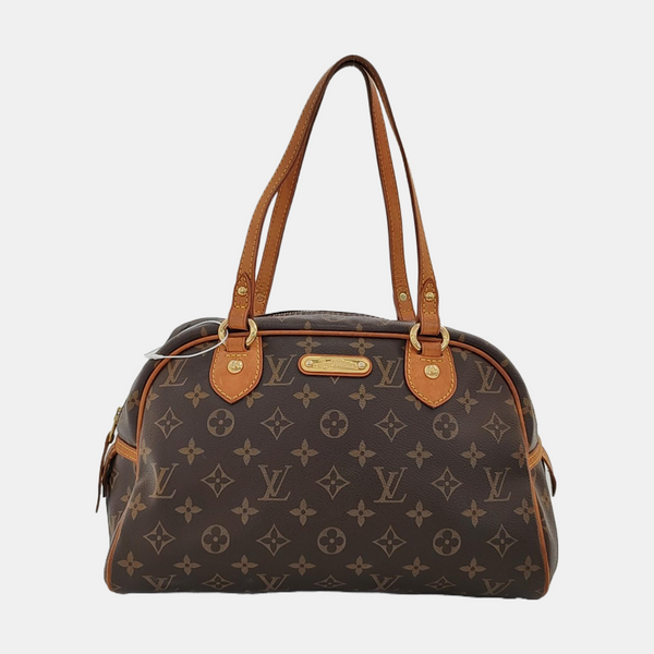 MONTORGUEI PM Monogram Coated Canvas Brown
