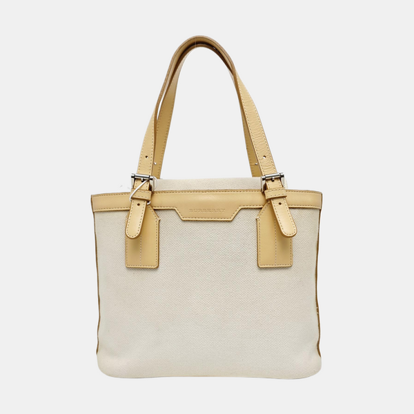 Canvas Top Handle Bag White