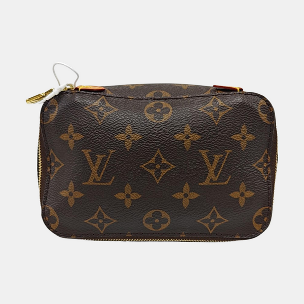 Monogram Coated Canvas Clutch Brown