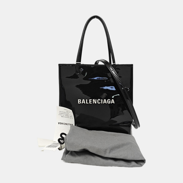 Shopping Bag Super Mini Patent Leather Black