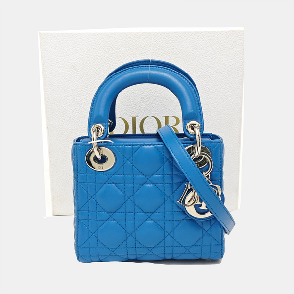 Lady Dior Mini Cannage Lambskin Blue