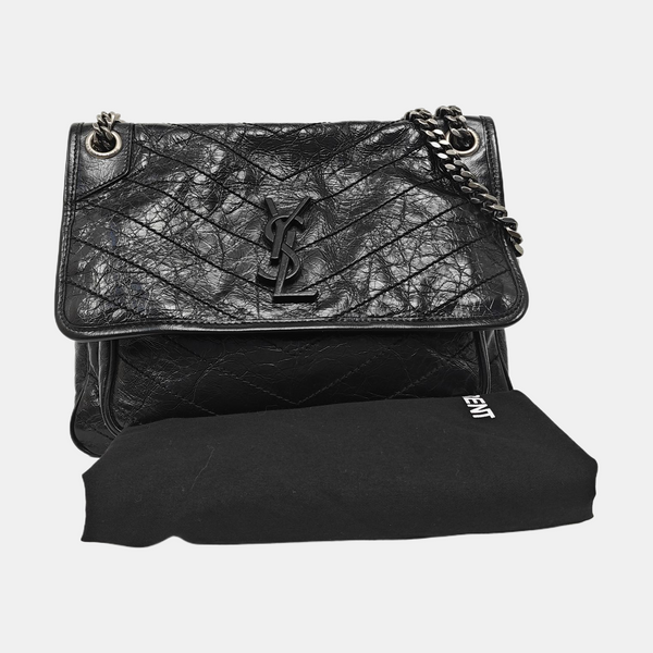 NIKI Medium Chevron Calfskin Black
