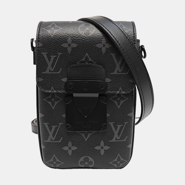 S LOCK Monogram Coated Canvas Black