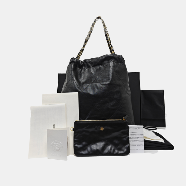 CHANEL 22 Large Quilted Calfskin Black