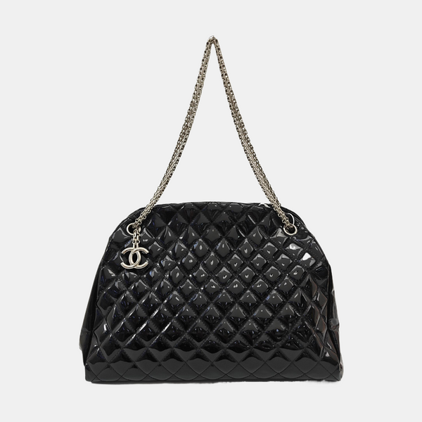 JUST MADEMOISELLE Large Quilted Patent Leather Black
