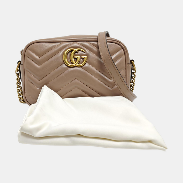 GG Marmont Mini Quilted Calfskin Beige