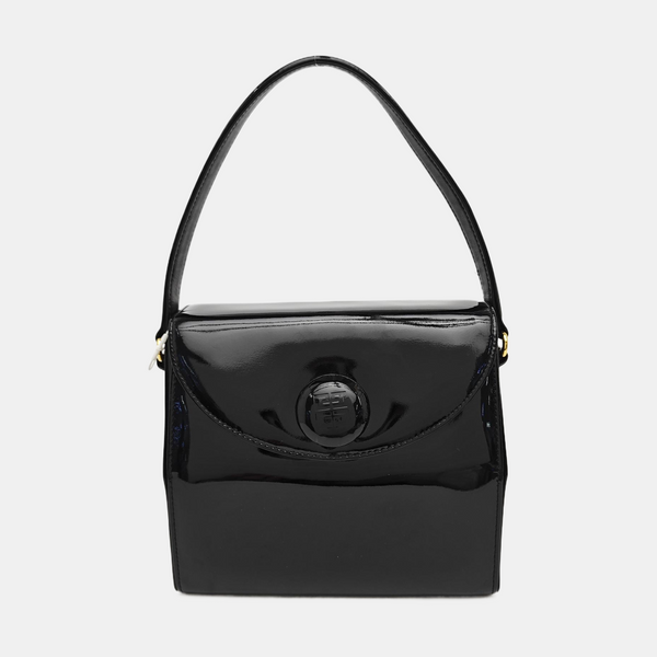 Patent Leather Top Handle Bag Black