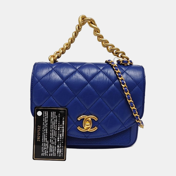 Quilted Calfskin Medium Blue