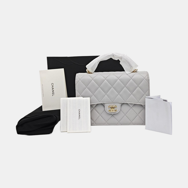 Quilted Lambskin Backpack Gray