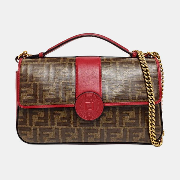 Coated Canvas Shoulder Bag Brown