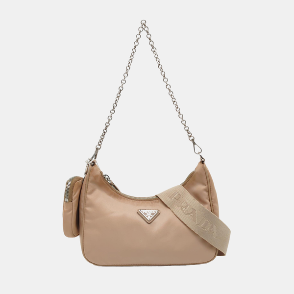 Authenticated pre-owned Re-Edition2005 Nylon Beige - Shoulder Bag at Looply