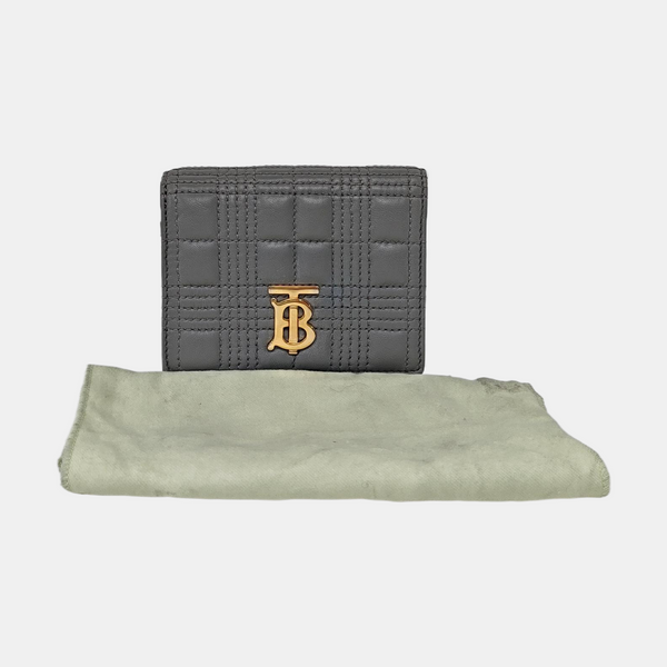Quilted Lambskin Wallet Gray