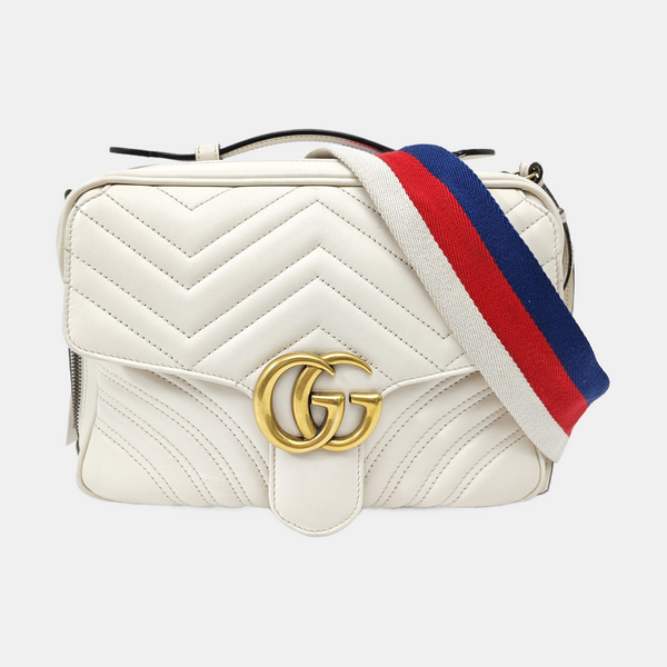 GG Marmont Medium Quilted Calfskin White