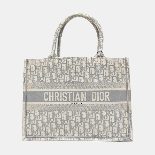 Book Tote Medium Oblique Canvas White