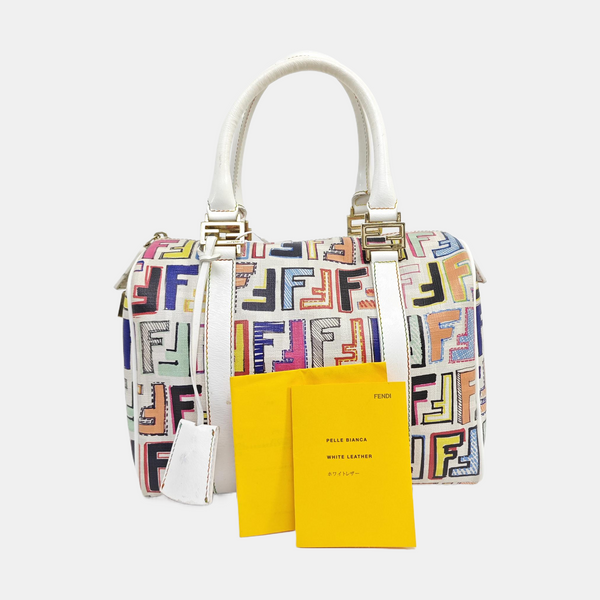 Coated Canvas Top Handle Bag White