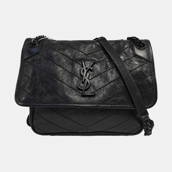 NIKI Medium Chevron Calfskin Black