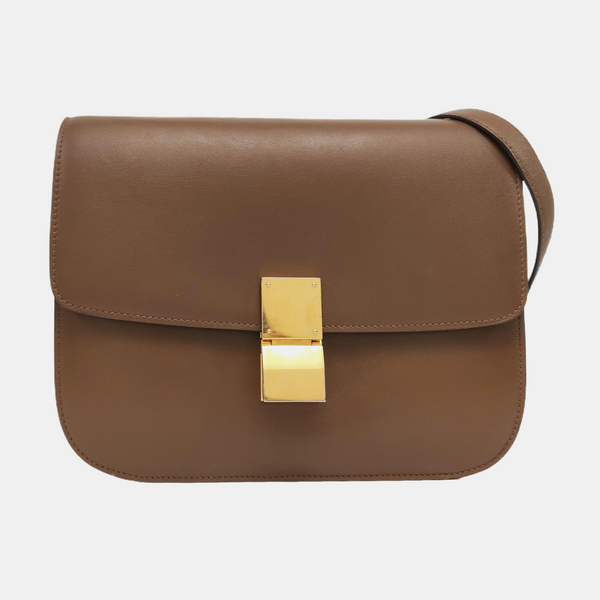 Authenticated pre-owned CLASSIC BOX Medium Calfskin Brown - Shoulder Bag at Looply