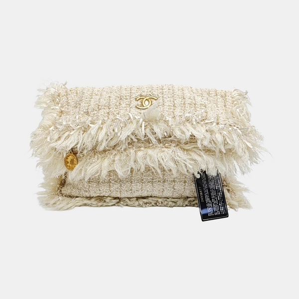 Quilted Wool Clutch White