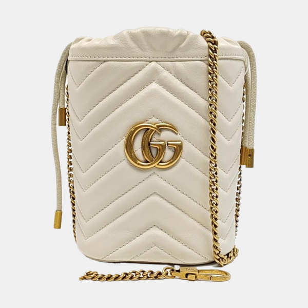 GG Marmont Mini Piel de Becerro Acolchada Blanca