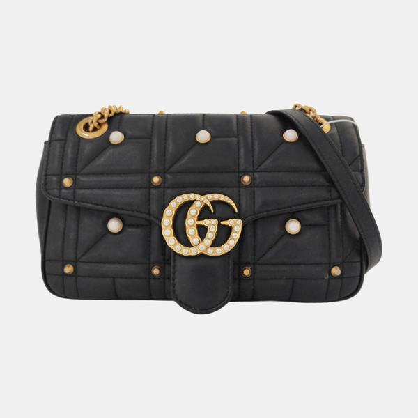 GG Marmont Medium Quilted Calfskin Black
