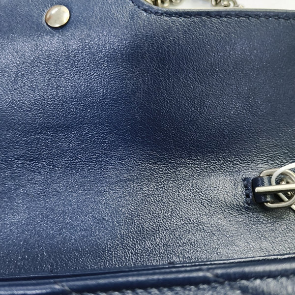 Authenticated pre-owned GG Marmont Super Mini Quilted Calfskin Blue - Shoulder Bag at Looply