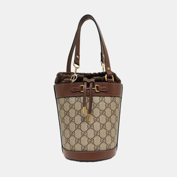 Authenticated pre-owned Horsebit 1955 Small Coated Canvas Beige - Bucket Bag at Looply