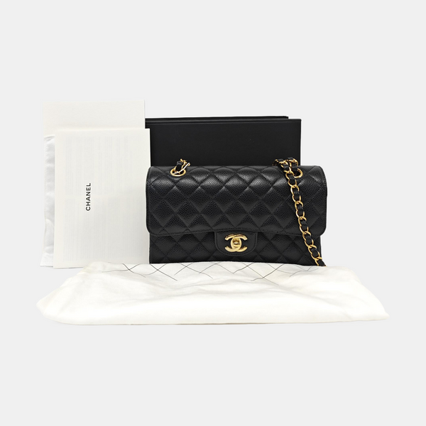CLASSIC FLAP Small Quilted Grained Calfskin Black