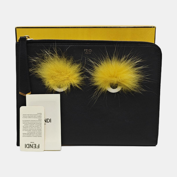 Authenticated pre-owned Monster Leather Black - Clutch at Looply