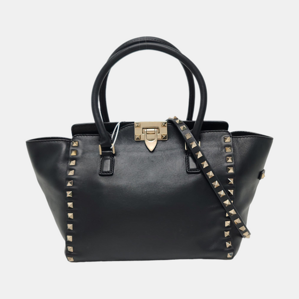 Rockstud Small Calfskin Black