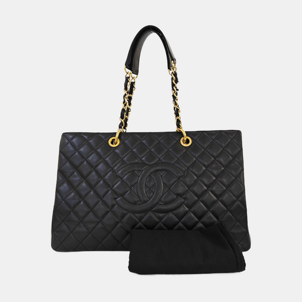 CHANEL GST Extra Large Quilted Grained Calfskin Black