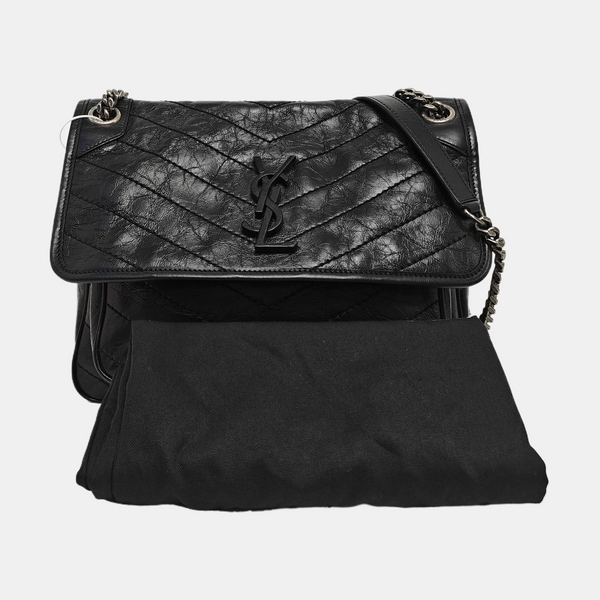NIKI Medium Chevron Calfskin Black